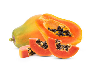 ripe papaya fruit isolated on white background