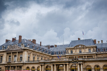 Fototapeta na wymiar Palace of justice in Paris, France, on a cloudy day.
