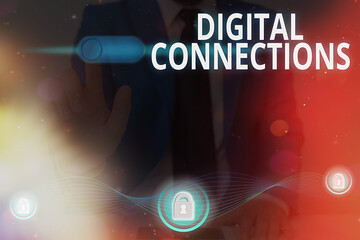 Handwriting text writing Digital Connections. Conceptual photo virtual network linking user to his or her contacts
