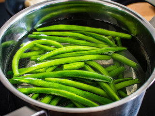 Green beans in pot