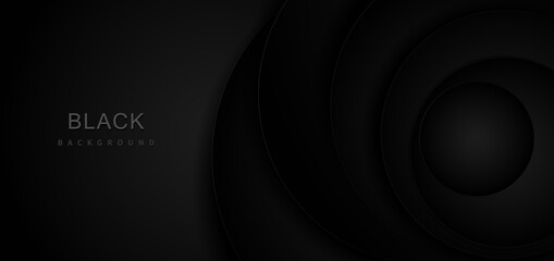 Abstract template black 3D circle overlapping  background.