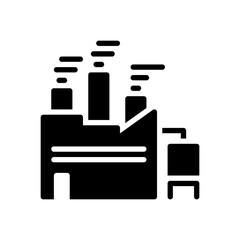glyph style icon of factory. vector illustration for graphic design, website, UI isolated on white background. EPS 10