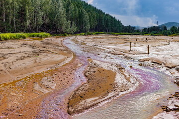 Environmental exclusion zone after chemical releases into the air and rivers of radiation chemical...
