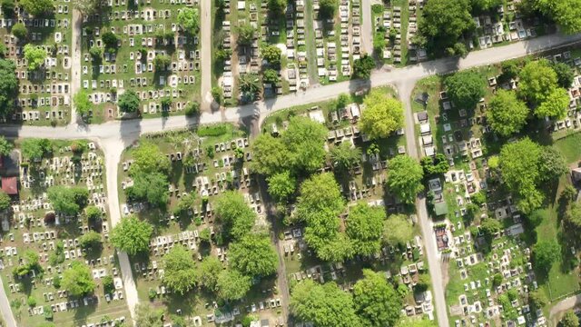 Public Cemetery in satellite, top shot aerial view.