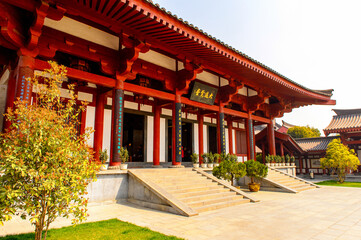 It's One of the pavilions of the Giant Wild Goose Pagoda complex, a Buddhist pagoda Xi'an, Shaanxi province, China. It was built in 652 during the Tang dynasty. UNESCO world heritage