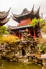 Naklejka premium It's Yu or Yuyuan Garden (Garden of Happiness), an extensive Chinese garden located Old City of Shanghai, China