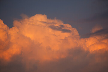 landscape with sunset and cumulus clouds