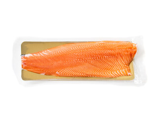 Fresh raw salmon fillet on white background 