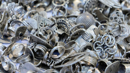 Background made of many rings. Close up.