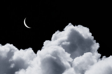 Obraz na płótnie Canvas Cloud and crescent moon