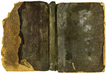 Old book cover in canvas - damaged open book - nice details