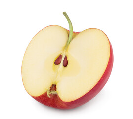 Red apple half isolated on white background with clipping path and full depth of field