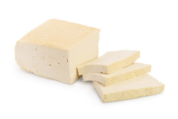 tofu cheese isolated on white background with clipping path and full depth of field,