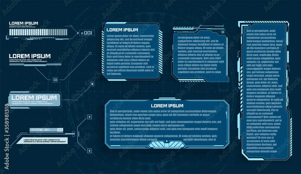 Fototapete modern interface elements hud style, ui, gui. vector callout titles set. futuristic callout bar labe