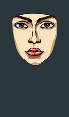 Woman face. Vector drawing icon