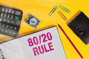 Handwriting text 80 Or 20 Rule. Conceptual photo law of the vital few as effect roughly resulted...