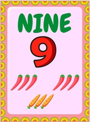 Preschool toddler math with mexican chili and carrot design