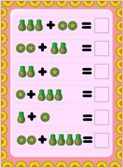 Preschool toddler math with half avocado and slice of kiwi design