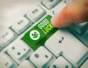 Handwriting text writing Good Luck. Conceptual photo expressing hope for someone to be successful...