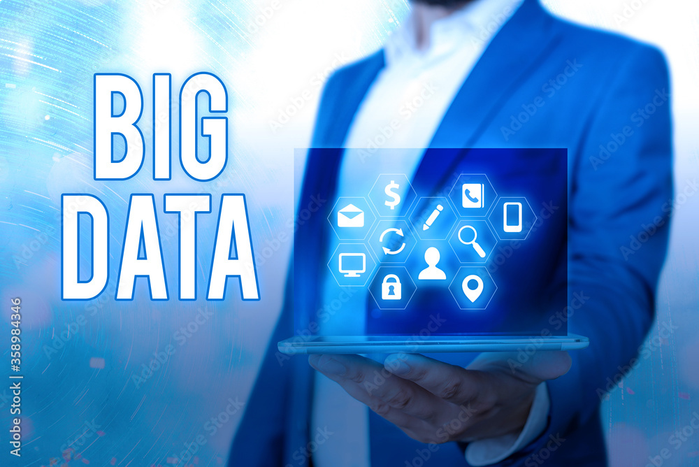 Poster handwriting text big data. conceptual photo dealing with the accessibility of extremely large detail