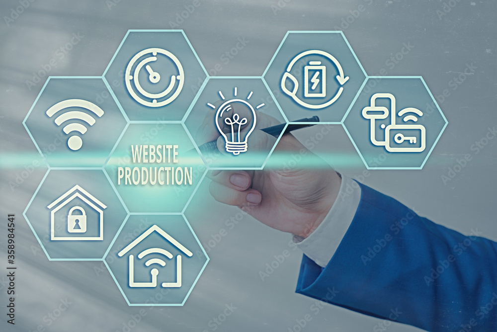 Fototapete Handwriting text writing Website Production. Conceptual photo creating sites with layout content and graphic design