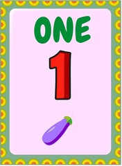 Preschool toddler math with eggplant and cucumber design