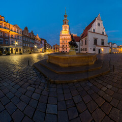 Poznan, Poland: Empty old market square due to coronavirus disease.
