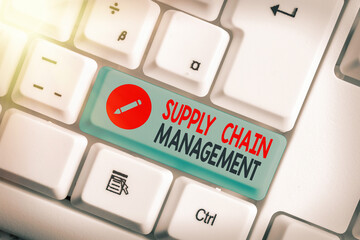 Writing note showing Supply Chain Management. Business concept for Aspects of modern smart company logistics processes