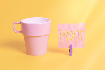 Text sign showing Profit. Business photo showcasing the difference between the amount earned and...