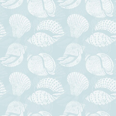 seashells seamless pattern vintage vector summer background illustration