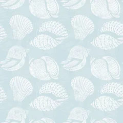 Photo sur Plexiglas  Animaux marins coquillages, seamless, modèle, vendange, vecteur, été, fond, illustration