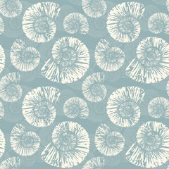 seashells nautilus seamless pattern vintage vector summer background illustration