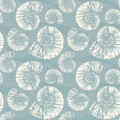 Fotobehang Oceaandieren schelpen nautilus naadloze patroon vintage vector zomer achtergrond illustratie