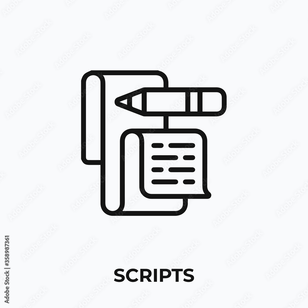 Fototapete scripts icon. paper icon vector. Linear style sign for mobile concept and web design. paper script symbol illustration. vector graphics - Vector	