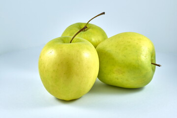 green apples on white background