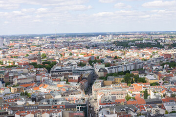 Fototapeta na wymiar Panoramic view to Berlin from Radisson Berlin Alexanderplatz Hotel