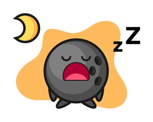 Bowling ball cartoon sleeping at night