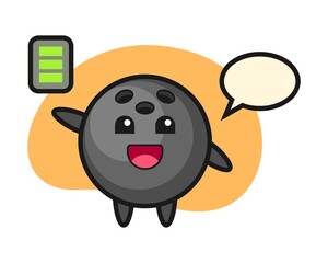 Bowling ball cartoon with energetic gesture