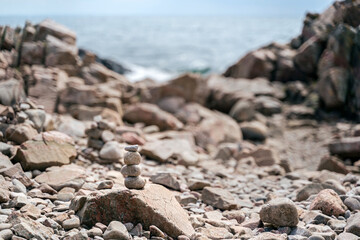 Wild rocky coast on Kullen peninsula in western Sweden, Skane