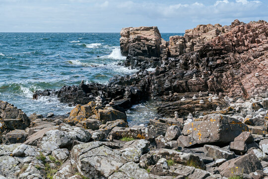 Wild rocky coast on Kullen peninsula in western Sweden, Skane