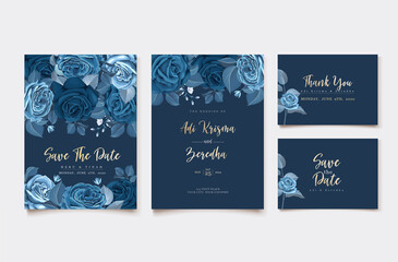 elegant invitation classic blue floral template