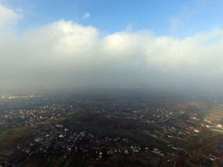 Obraz premium Aerial view of the saburb landscape (drone image). Near Kiev