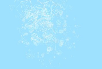 Light Pink, Blue vector backdrop with lines, circles, rhombus.