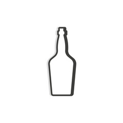 Whiskey bottle line. Simple template. Isolated object. Symbol in thin lines for alcoholic institutions, bars, restaurants, pubs and night clubs. Dark outline. Flat illustration on white background