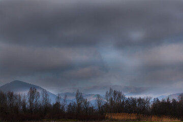 Winter landscape with mountains