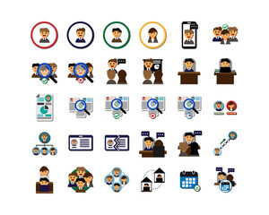 set of Color Human Resources business icons