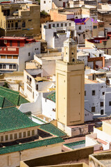 Fototapeta premium It's Spectacular aerial view of Moulay Idriss, the holy town in Morocco, named after Moulay Idriss I arrived in 789 bringing the religion of Islam