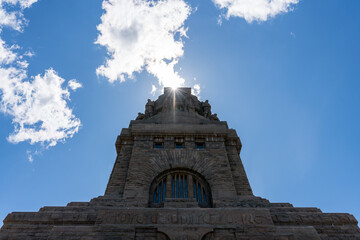 The Monument to the Battle of the Nations at blue sky