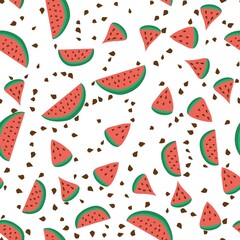 Watermelon seamless pattern. Cute summer background. Food vector illustration.