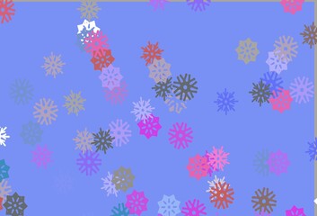 Light Multicolor, Rainbow vector texture with colored snowflakes.
